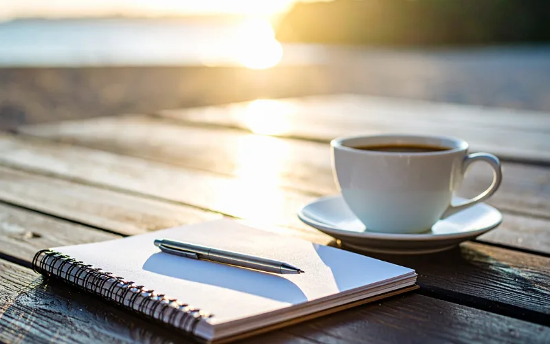 a notebook and a coffee - tender letters